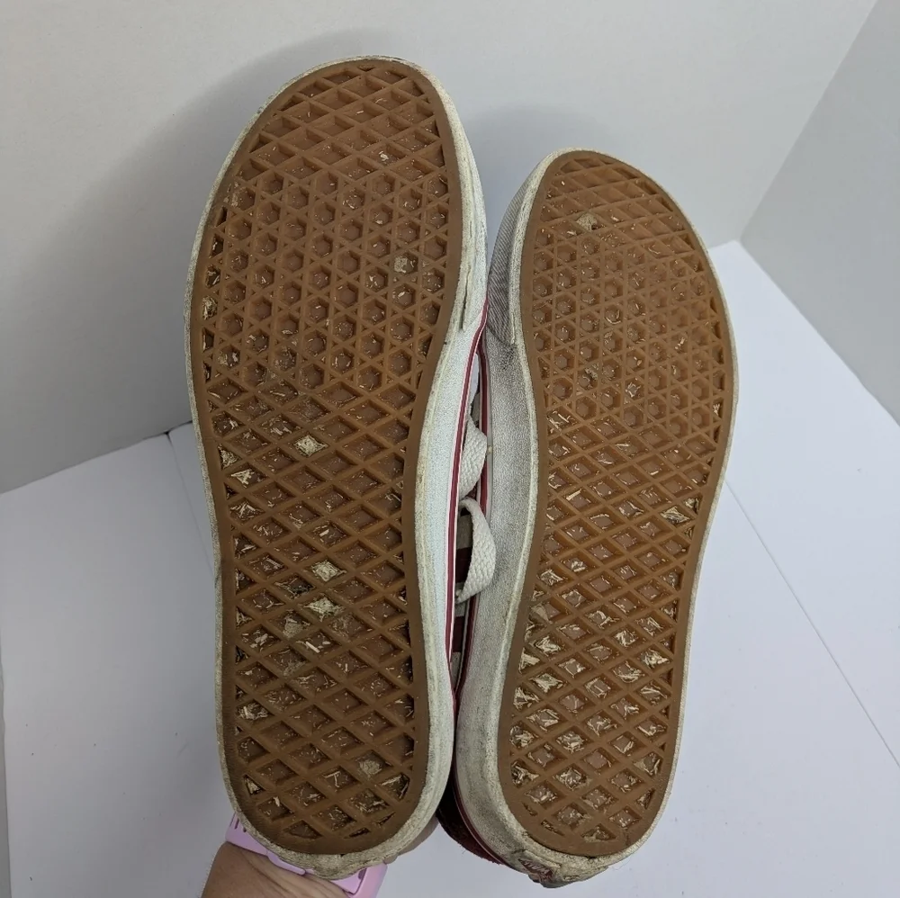 Vans Red Checker Sneaker Shoe 8 Women - Picture 6 of 8